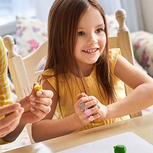 Beupy 36 Pieces Girls Kids Jewelry Rings Set With Box Adjustable Little Toddler Girl Cute Fruit Finger Rings Adjustable Pretend Play Toys Teen Jewelry Making Kit Party Favors Gifts #TOP6