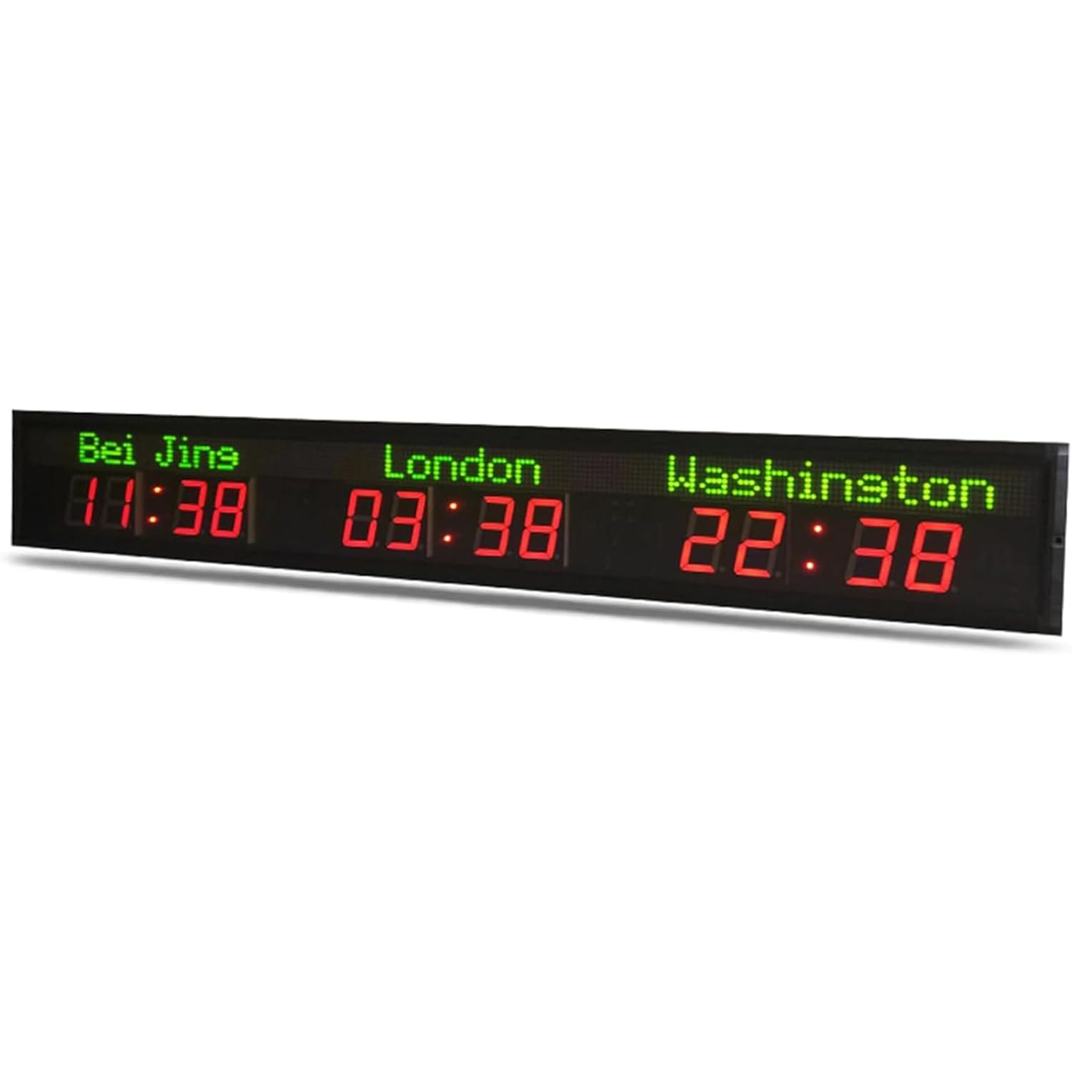 Reloj Mundial Con Múltiples Zonas Horarias, 3 Relojes De Zona Horaria, Reloj De Pared LED, Conexión WiFi Y Ciudad Que Se Pueden Cambiar, Ajuste De Brillo De 5 Niveles, Para Oficinas De Hoteles