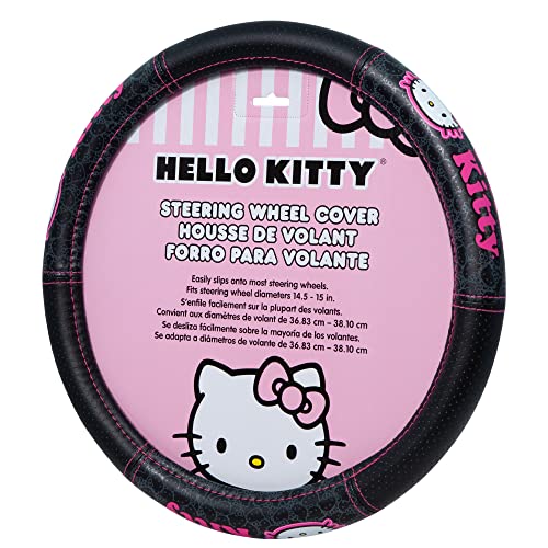 Plasticolor 006785R01 Hello Kitty Collage Speed Grip Steering Wheel Cover Pink White and Black
