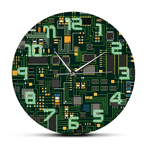 30cm Bedruckte Wanduhr IT Platine Uhr Ingenieur Computer Elektronische Chip Platine Zimmer Dekor Wanduhr Geschenk Bürodekoration Cover