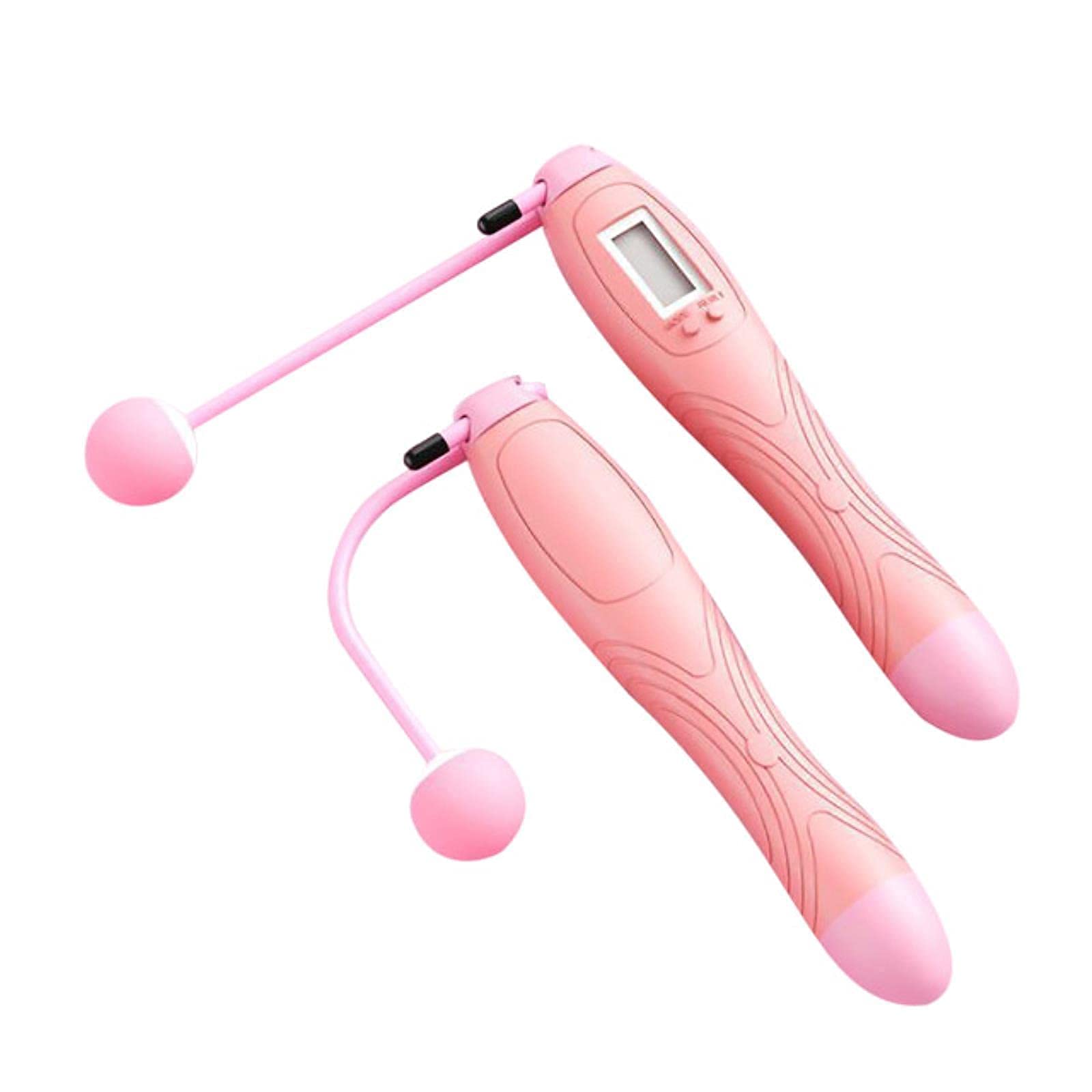 Cuerda de saltar inalámbrica con contador de calorías digital para fitness en color blanco