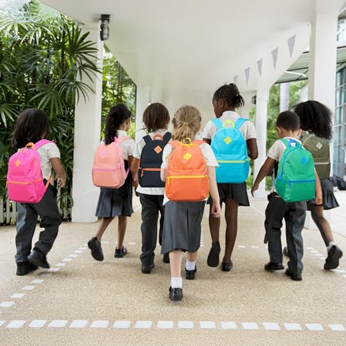 12-Pack 17" School Backpacks - Bulk Wholesale Bookbags for Elementary Kids, Middle, and High School Boys Girls, Assorted 12 Colors, Durable Reliable mochila to give away3