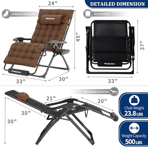 Image of UDPATIO Oversized Zero Gravity Chair Patio Reclining Chairs with Cushion