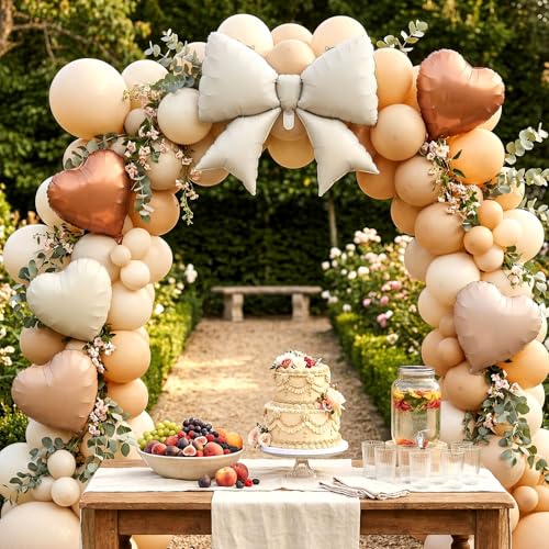 Image of 12 Pcs 18 Inch Heart Balloons and 38 Inch Bow Balloons, Large Foil Bow Heart Balloon Bow Party Decorations for Birthday Baby Shower Valentines Wedding Party