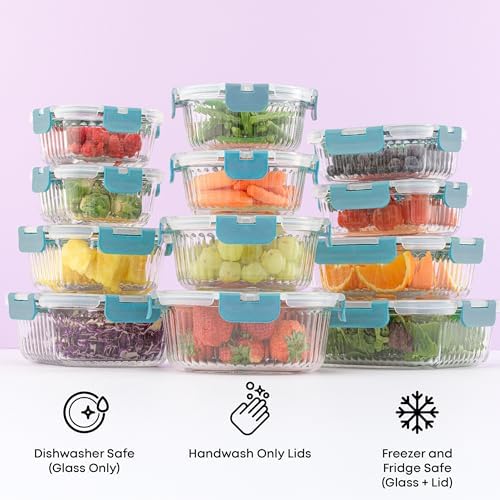 JoyJolt 24pc Borosilicate Glass Storage Containers with Lids - Thumbnail 5