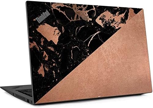 Skinit Decal Laptop Skin Compatible with Thinkpad X1 Carbon (6th Gen 2018) - Officially Licensed Originally Designed Black and Rose Gold Marble Split Design
