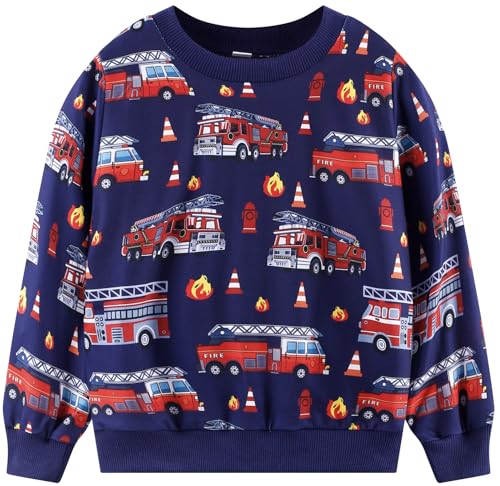Image of Akyzic Boys Sweatshirts Cotton Long Sleeve Crewneck Pullover Toddler Kids Winter Warm Shirt Sweater Tops 3t-8t