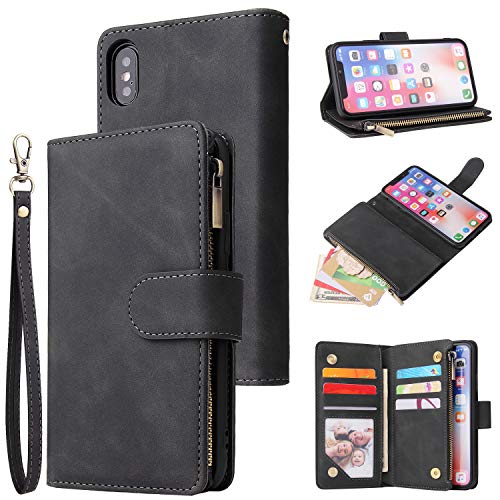 UEEBAI Wallet Case for iPhone XR, Premium Vintage PU Leather Magnetic Closure Handbag