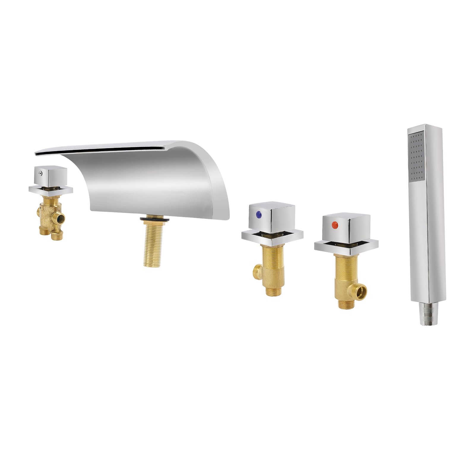Rubinetto per vasca da bagno a 5 fori - Rubinetto per vasca da bagno a cascata - Set doccia con doccetta - Rubinetto doccetta per bagno, per la casa