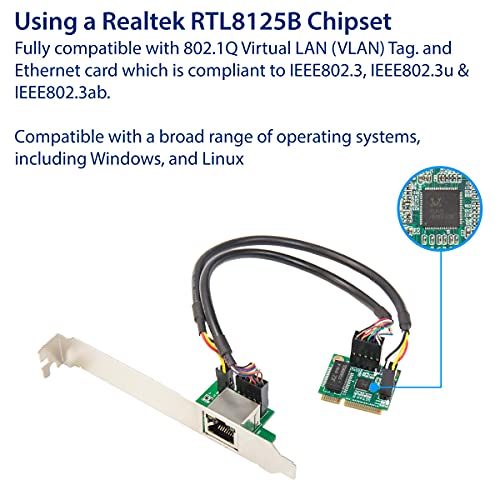 Image of IO CREST 2.5 Gigabit Ethernet Mini PCI-E Network Controller Card 10 /100 /1000 /25000 Mbps RJ45 LAN Adapter Converter for Desktop PC,SI-MPE24073