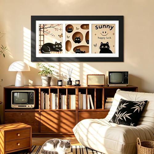Image of DUENPY 11.5x26.1 Picture Frame 3-Opening 8x10 Collage Picture Frame Displays Three 8x10 inch Photos Collage Wall Decor Wall Hanging or Tabletop Black