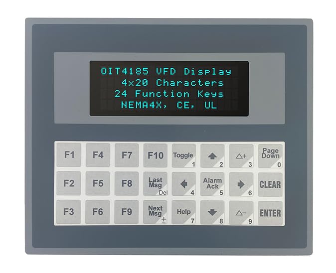 Image of OIT4185-A00 - VFD Operator Interface Terminal, 4x20 Characters Display, 24 Programmable Keys, Panel Mounting, Aluminum, C1D2, Extended Temp, Baba - Made in The USA