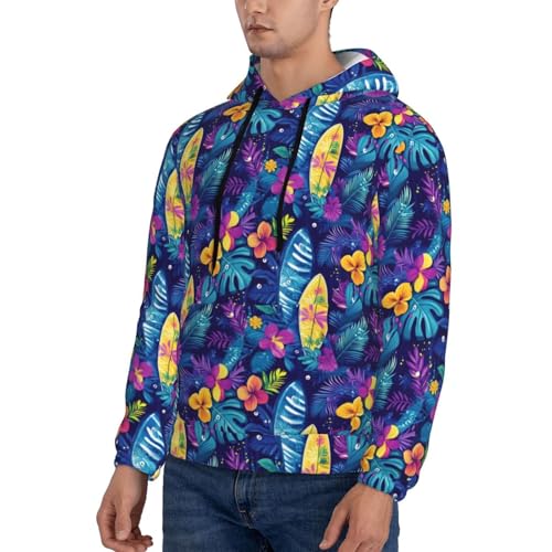 Hoodies For Men - Hawaiian Colorful Plant Print Long Sleeve Casual Men'S Hoodies & Sweatshirts Pullover With Pocket3