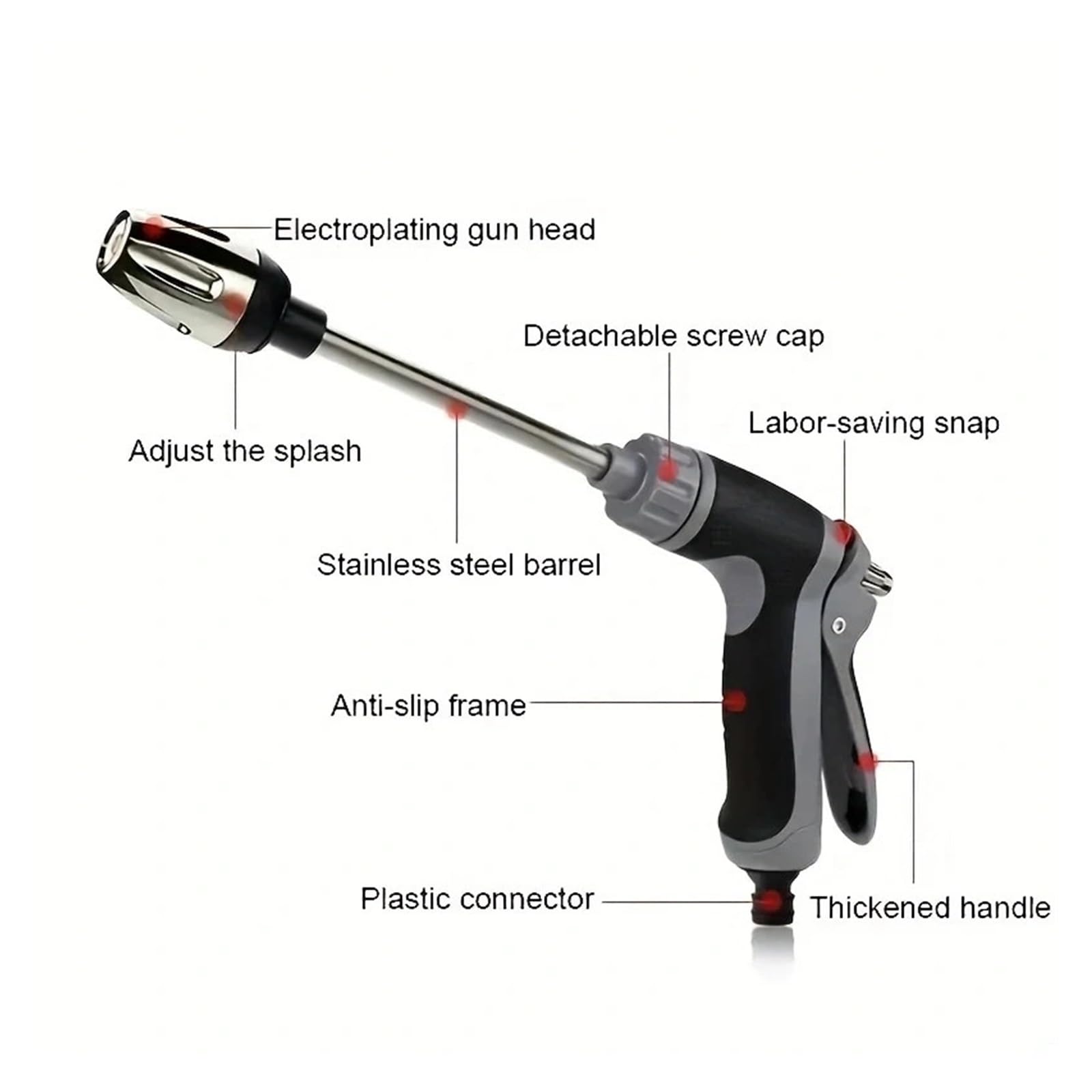 Pistola a spruzzo per tubo flessibile con ugello, Ugello portatile for schiuma d'acqua da giardino ad alta pressione, 360 marciume, for auto/casa/giardino - 1/set(Water Set)
