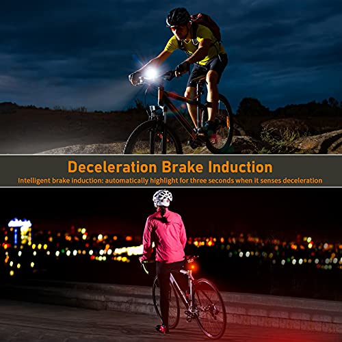 Eclairage Velo, Feux Avant et arrière Rechargeables par USB avec 5 Modes d'éclairage, IP66 étanche / feu de freinage 120LM / Distance d'avertissement de 2000 m Ensemble de Feux de vélo - Image 5