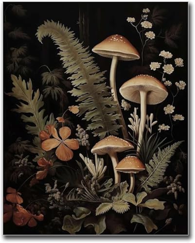 AVWXZBDFH Póster E Impresión De Hongos Botánicos, Pintura En Lienzo, Decoración De Sala De Estar, 40 X 60 Cm, Sin Marco