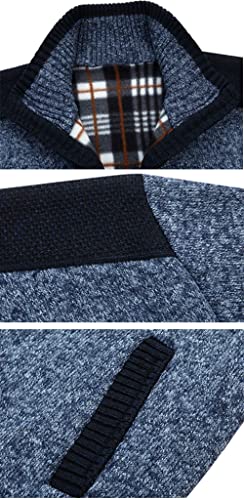 Men's Cardigan Sweaters Full Zip Up Stand Collar Slim Fit Casual Knitted Sweater with 2 Front Pockets 5
