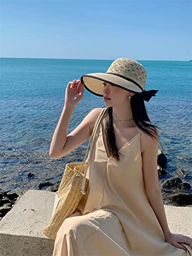 Wide Brim Beach Hats For Women Breathable Sun Hat Bucket Hat Sun Visors Fishing Cap For Travel Picnic Outdoor Summer 2023 Light Grey #TOP6