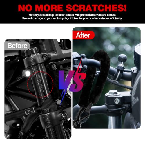 Image of Retractable Motorcycle Tie Down Straps, 1 inch x 10' with Fleece Sleeves