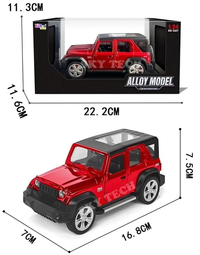 Image of Mahindra Thar Roxx Jeep SUV Car 1:28 Scale Model Car Exclusive Alloy Metal Pull Back Die-cast Diecast Metal Pullback Toy Openable Doors & Light Music Best Gifts Kids【Colors as Per Stock 】