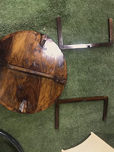 Image of Solid Sheesham Wood Round Center Coffee Table for Living Room Tea Table Furniture for Home I Natural Teak Finish