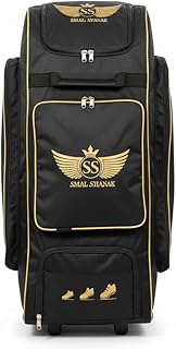 SWAGSWANK Power Nest Cricket Kit Bag with Shoe Cave, Blue, Wheeled Cricket Equipment Bag with Multiple Compartments (Black) Price In India