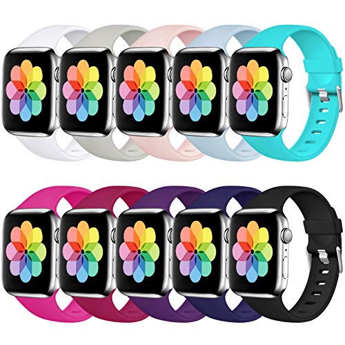 Haveda Sport Compatible for 44mm Apple Watch SE Band Series 6 Series 5 4, iWatch Bands 42mm Womens for Apple Watch SE, iwatch Series 3 2 1 Men, Waterproof Band for Apple 6 Watch, 10Pack 44mm/42mm S/M
