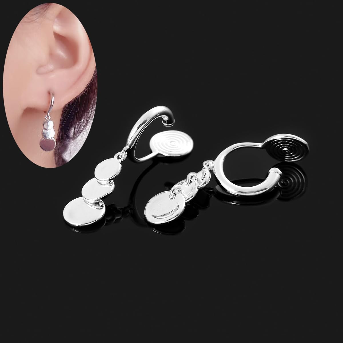 LIGHT RAIN Clip-On Earrings, All-Day Wear Gold & Silver Plated Stud, Hoop, Dangle Design Jewelry for Non-Pierced Ears - Image 3