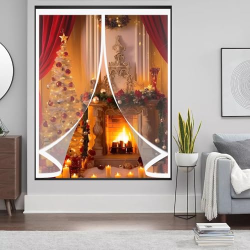 Invierno Cortina de Ventana 46 x 66 cm Prueba Viento Impermeable Invierno, Aislante Acústico, Aislante Frio Cortina Térmico Magnética para Estar Balcón Sala, A