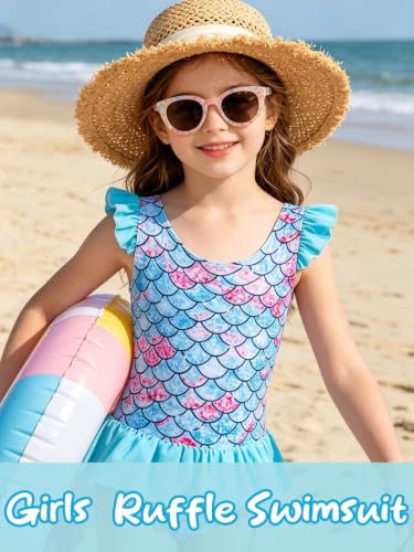 Image of Vieille Toddler Girls Swimsuits One Piece Ruffle Bathing Suits 2-7T