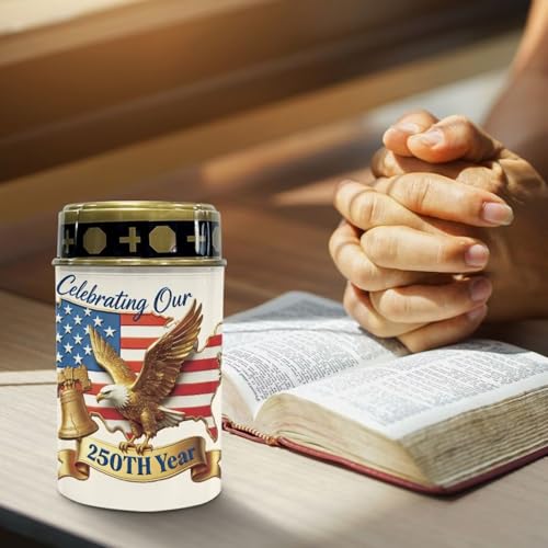 Image of Poceacles Eagle USA Flag 250th Pattern Solar Lights Patriotic Decor Outdoor Waterproof Cemetery Candles Solar Powered Grave Outdoor Decorative Walkway Lights for 4th of July Decorations, Set of 4