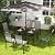 Outsunny 8 Pieces Patio Table and Chairs Set with 9 Ft Patio Umbrella, Outdoor Dining Set with 4.6 Ft Dining Table and 6 Chairs, Push Button Tilt and Crank Parasol, Tempered Glass Top, Mixed Gray