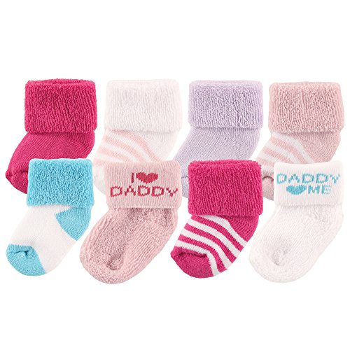 Luvable Friends baby boys Newborn and Terry Socks, Pink Daddy, 6-12 Months US