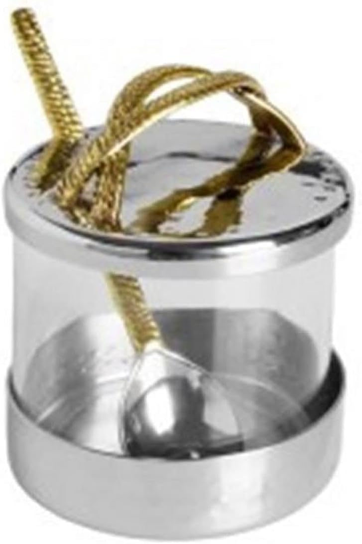 4 x 3 in. Glass Honey Jar with Stainless Steel Base Lid Spoon & Spaghetti Gold Handles