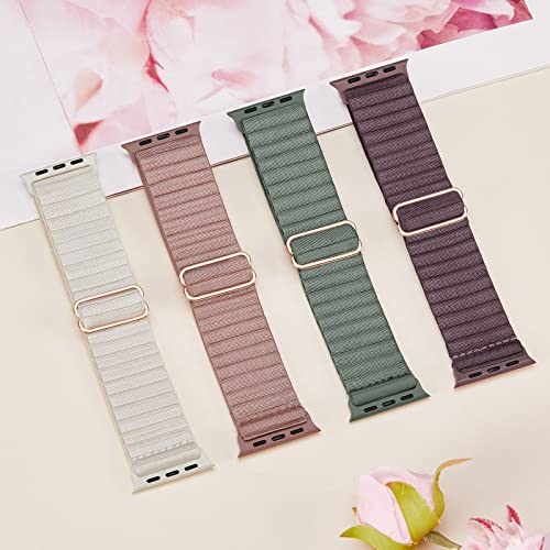 Image of 4 Pack Stretchy Solo Loop Compatible with Apple Watch Bands 38mm 40mm 41mm 42mm 44mm 45mm 46mm 49mm Women Men, Sport Nylon Elastic Straps Wristbands for iWatch Series 11 10 9 8 7 6 5 4 11 Ultra /SE 3 2