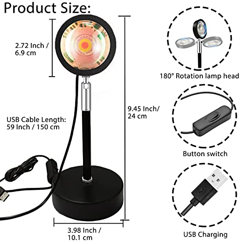 Sunset Lamp Projector, Sunset Projection Lamp. 6W Led 180 Degree Rotating Wireless App Control And Remote Control Sunset Light With Multiple Colors, Sunset Lamp Bedroom Decor, 16 Color Changing.… #TOP3