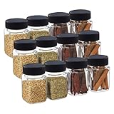RAQSAL Cubical Square 300ml Glass Jars & Containers for Kitchen, Cube Storage Glass Jar 300 ml Each, Transparent Glass Jat with Black Color Plastic Airtight Lid Nextiza (Set Of 9)