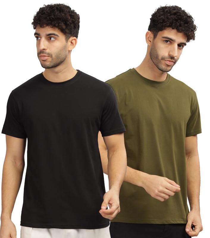 Image of XENOVAURBAN Unisex Regular Cotton Combo of 2 Solid Color Tshirt