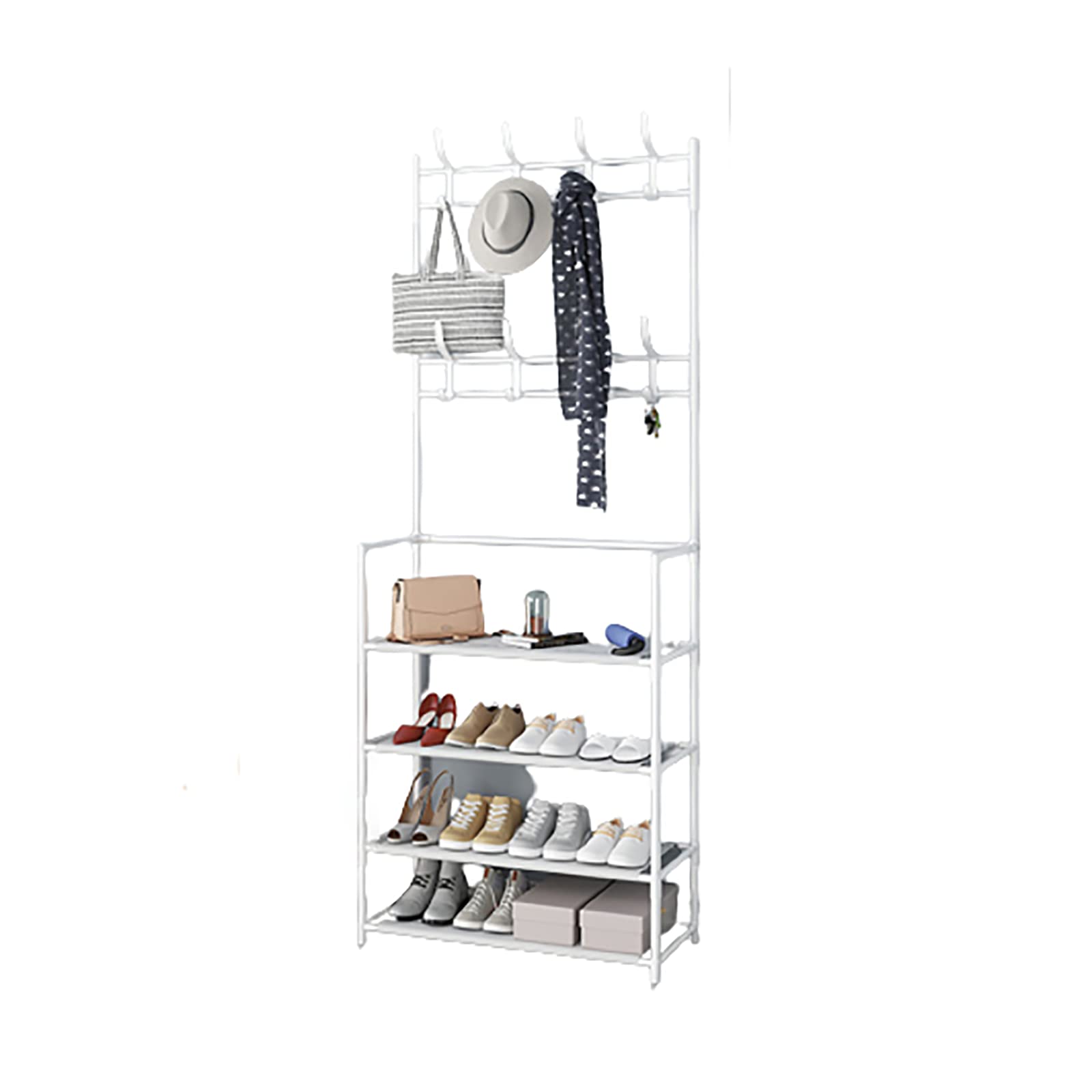 LWJSOCP Entryway Coat Rack with 4Tier Shoe Storage Shelf 80CM Hallway nizer Stylish Coat Hanger Bench with Shoe nizer Perfect for Home Entry Furniture