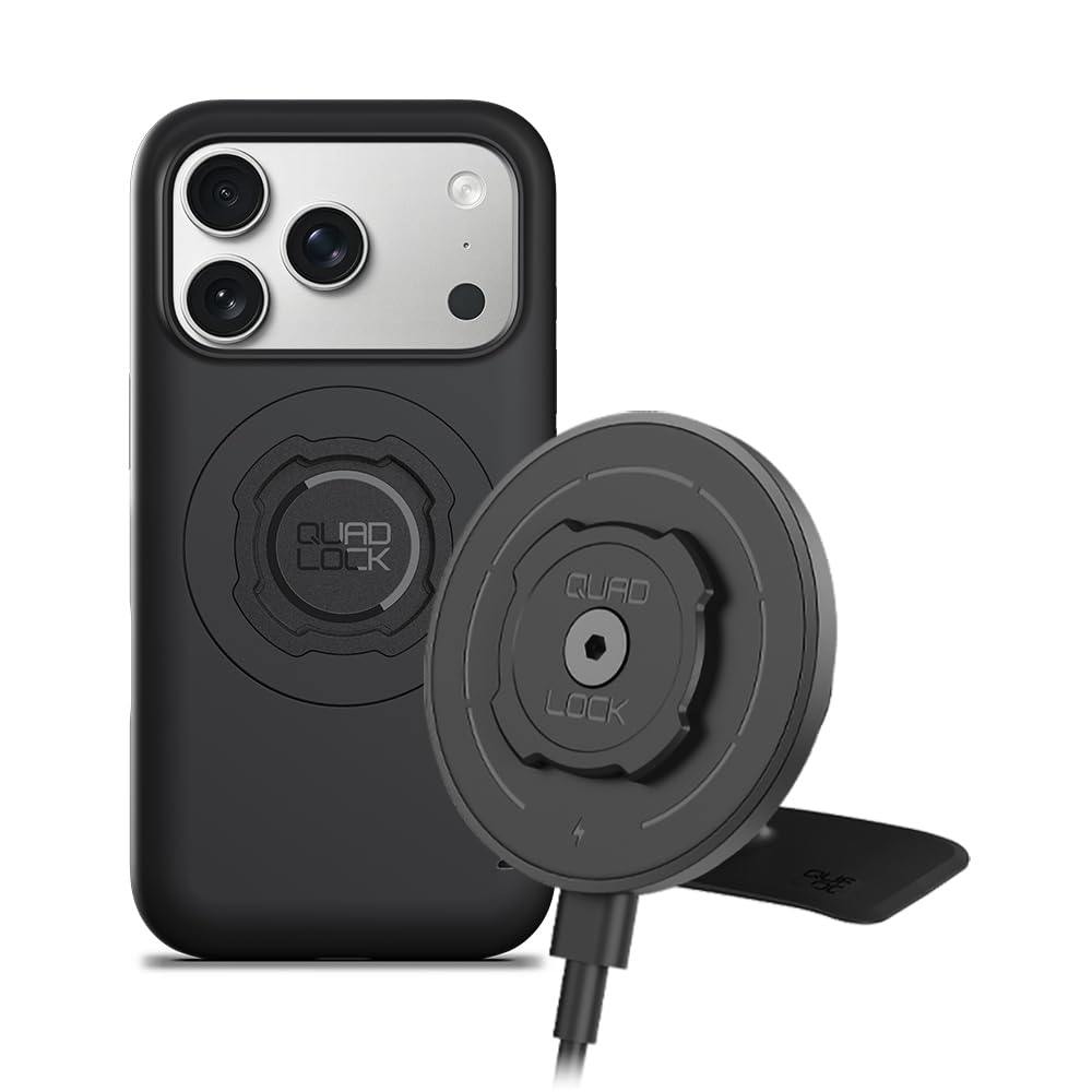 Quad Lock Adhesive Dashboard Console Car Phone Holder Kit with MAG Wireless Charging Head V2 and MAG Phone
