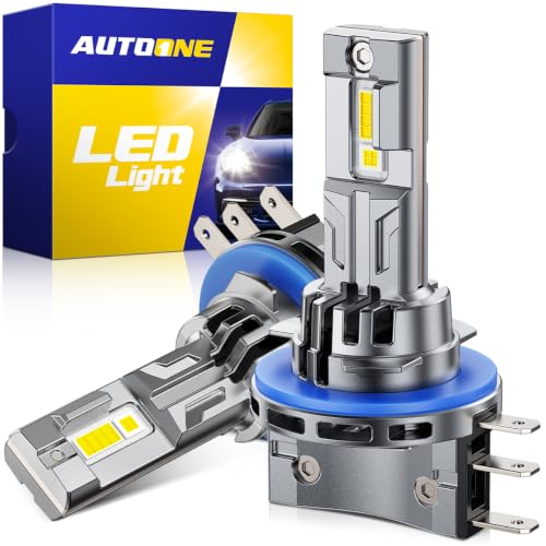 Image of AUTOONE Upgraded H15 Led Bulbs, 1400% Brightness, 70000LM 6000K Cool White, H15 Bulbs Replacement for Cars, Plug and Play (Pack of 2)