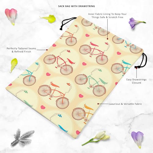Image of ArtzFolio Bicycles & Pink Hearts | Reusable Sack Bag | Bag for Gym, Storage, Vegetable & Travel