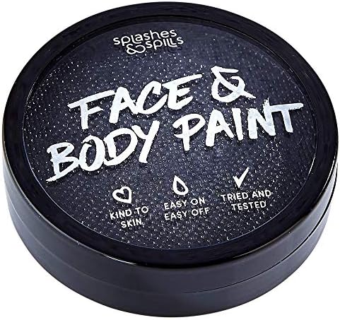 Water Activated Face and Body Paint - Black, 18g Cake Tub - Pretend Costume and Dress Up Makeup by Splashes & Spills
