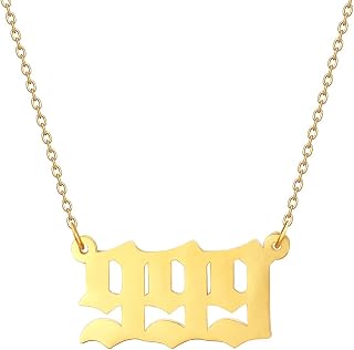 Angel Numbers Necklaces,Men Women Dainty Gold Silver 111 1111 222 333 444 555 666 777 888 8888 999 Pendant Necklace Spiritual Numerology Jewelry