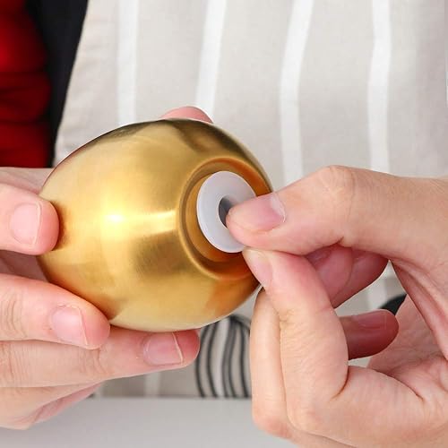 Miniatura 5 de Juego de 2 pimenteros dorados con forma de huevo de acero inoxidable para utensilios de cocina y hogar, cómodo y ergonómico