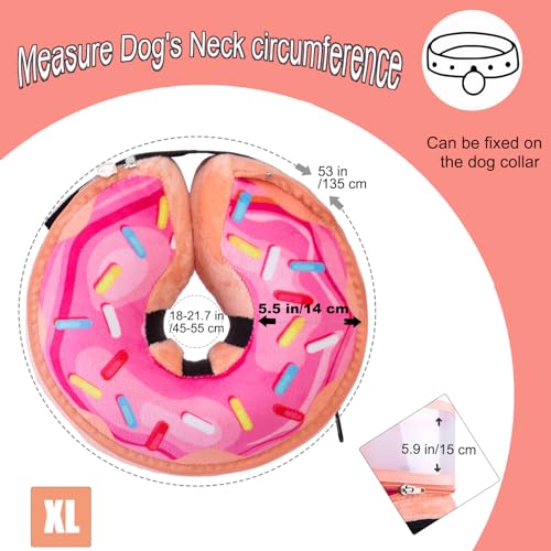 Image of Inflatable Dog Cone Collar with Enhanced Anti-Licking, Soft Neck Donut for Dogs Cats, Recovery Pet Cone Collar After Surgery for Large Medium Small Dogs (Donut Pink2, X-Large)