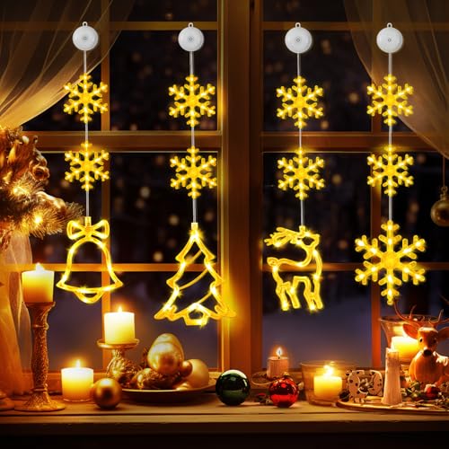 UQYMY LED Weihnachtsbeleuchtung Fenster, 4er Set Weihnachtsdeko...