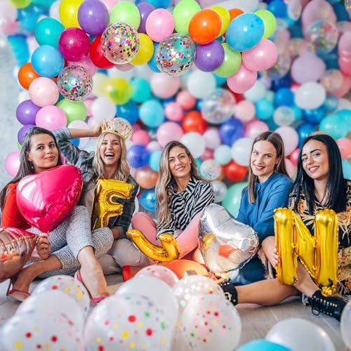Image of DIY Balloon Arch & Garland Kit, 113Pcs Party Balloons Decoration Set, Colorful Confetti Balloons & Colorful Latex Balloons for Baby Shower, Wedding, Birthday, Graduation, Anniversary Organic Party