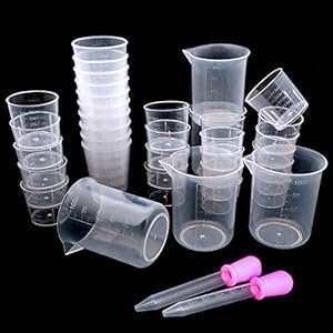 YuChiSX 40 Stuks DIY Clear Plastic Bekers, Plastic Bekers met Schaalverdeling voor Het Mengen van Verf, Epoxies, Hars, Laboratorium en Kook- en Schilderaccessoires