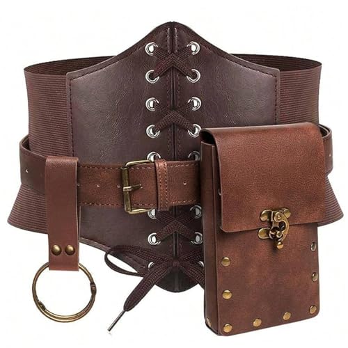 Accessoires Médiévaux en Cuir Supérieur avec Corset et Sacoche pour Tenue Renaissance